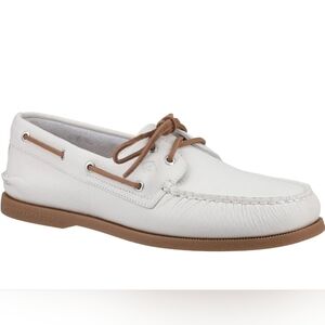 Sperry Womens White and Tan Boat Shoes Size 8